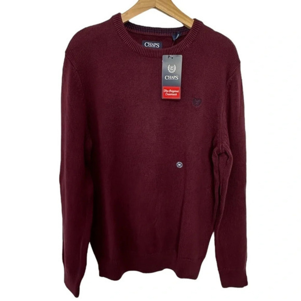 Chaps M wine red‎ 100% cotton crew neck knit sweater